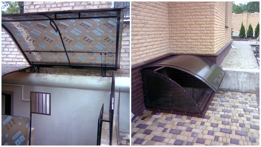 Входные козырьки с подъёмным механизмом