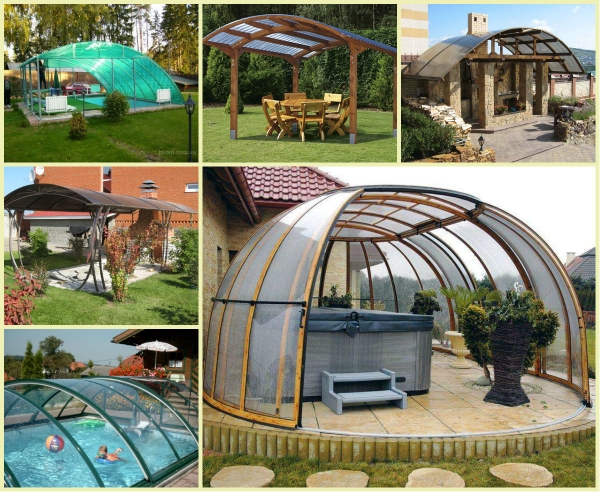 Навес над зоной отдыха из поликарбоната Навес над зоной отдыха из поликарбоната